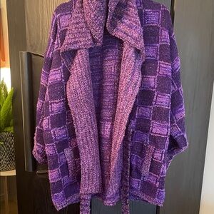 Vintage Checkerboard Purple Women's Sweater